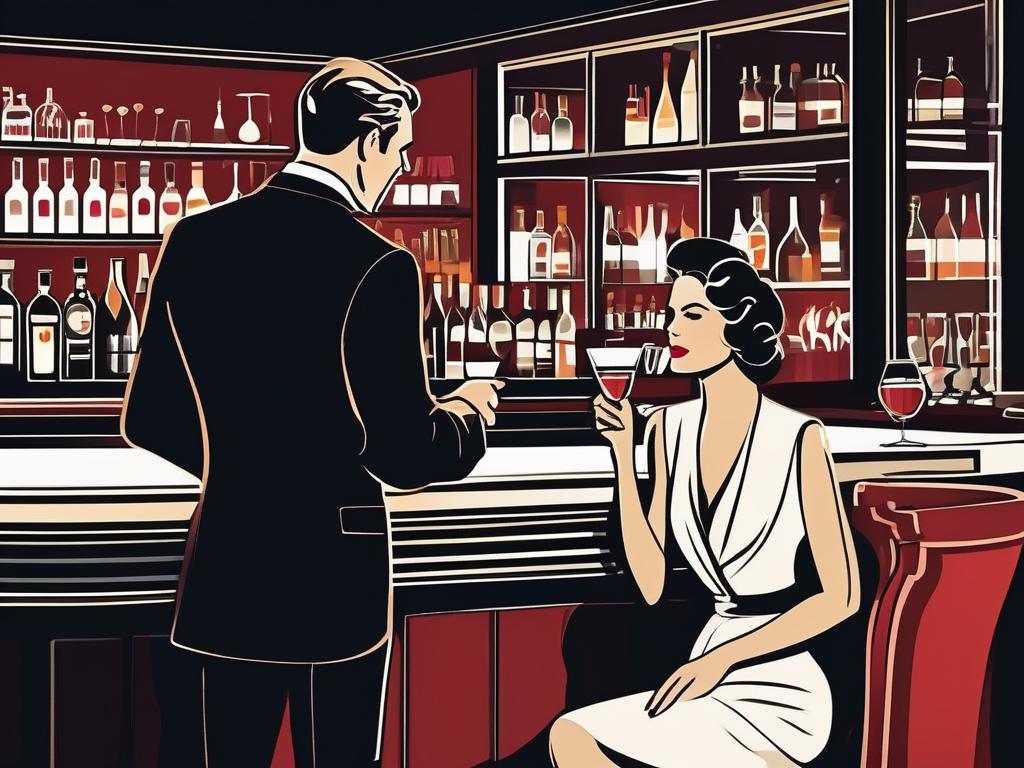 In the dimly lit, upscale lounge of a trendy city hotel, a confident, well-dressed woman in her early forties sits alone at the bar, casually sipping a martini, as her older, distinguished husband, a self-assured stag, observes her flirtatious interactions with a charming, younger man from a discreet distance, his eyes filled with curiosity and intrigue, while the three of them embody the complex dynamics and nuanced power exchange at the heart of modern wives' intimate explorations.